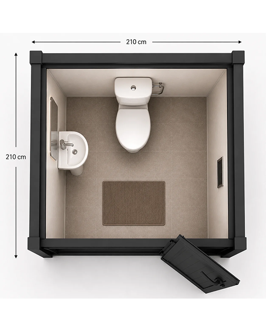 210 x 210 wc duş Tuvalet kabini